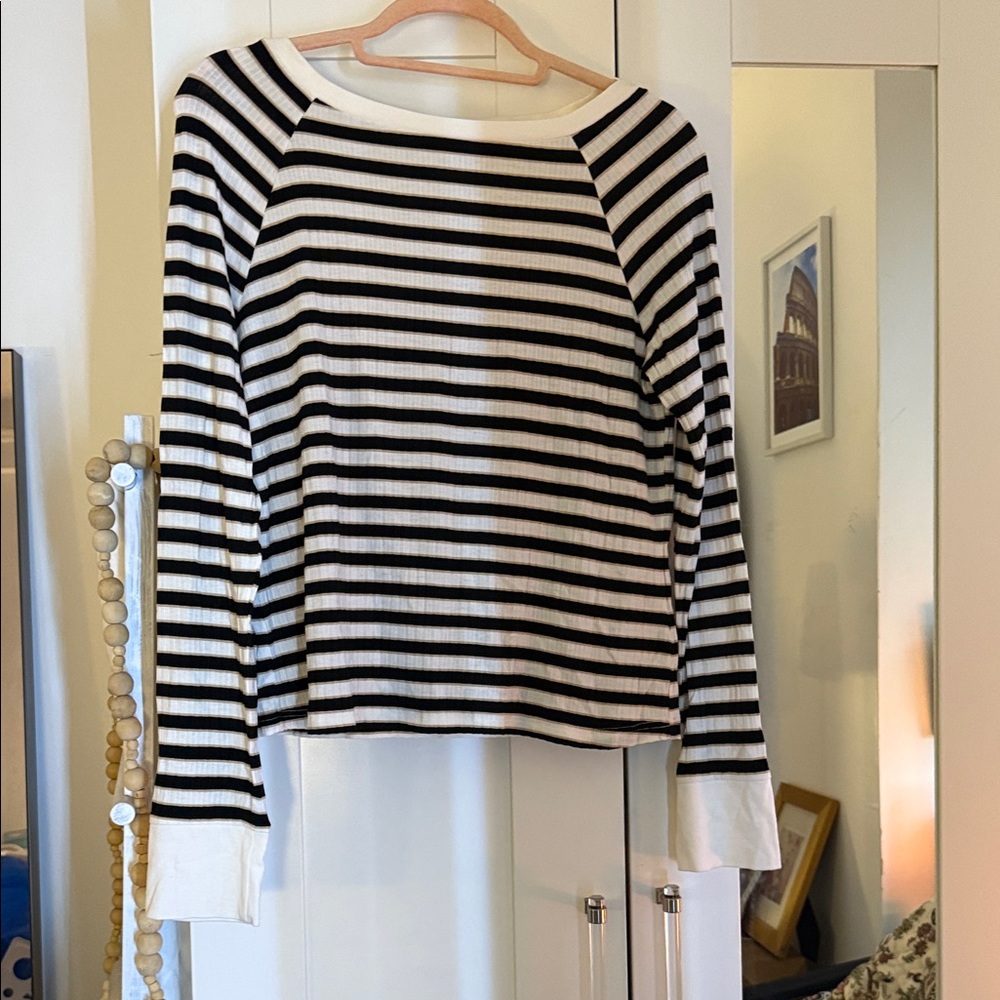 MOTF Sz L Striped Black and White Women's Top